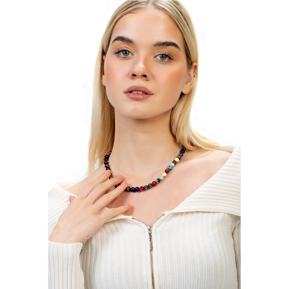 Küre Kesim Çakra Doğaltaş Kombinli Kadın Başarı Kolyesi - 3