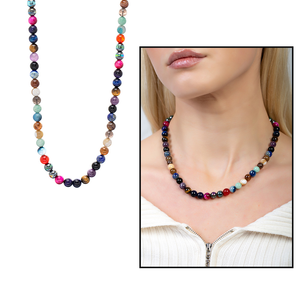 Küre Kesim Çakra Doğaltaş Kombinli Kadın Başarı Kolyesi - 1