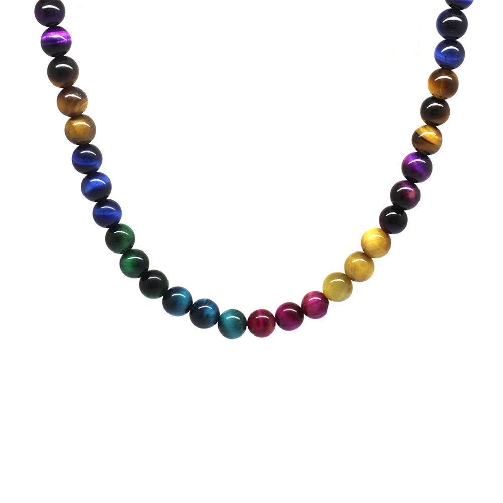 Küre Kesim Çakra Kaplan Gözü Doğaltaş Kombinli Kadın Kolye - 2