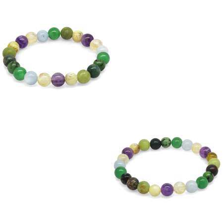 Küre Kesim Çoklu Çoklu Doğaltaş Kombinli Kadın Erkek Şifa Bilekliği 2 li Set - Tesbihane