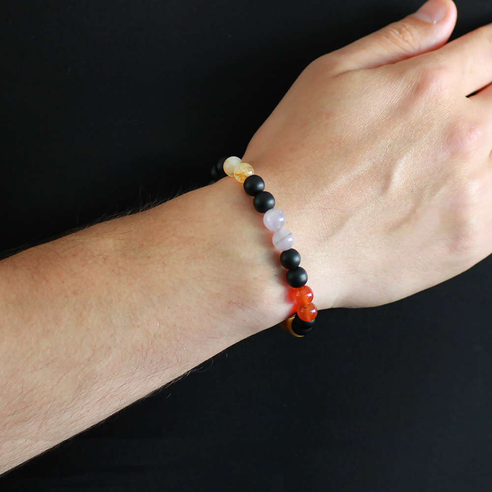 Küre Kesim Çoklu Doğaltaş Kombinli Erkek Başarı Bilekliği - 3