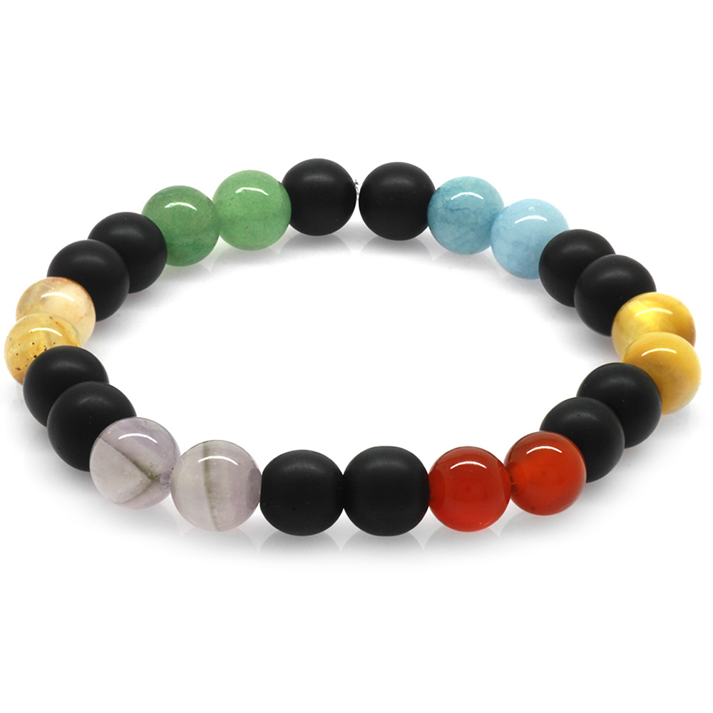 Küre Kesim Çoklu Doğaltaş Kombinli Erkek Başarı Bilekliği - 4