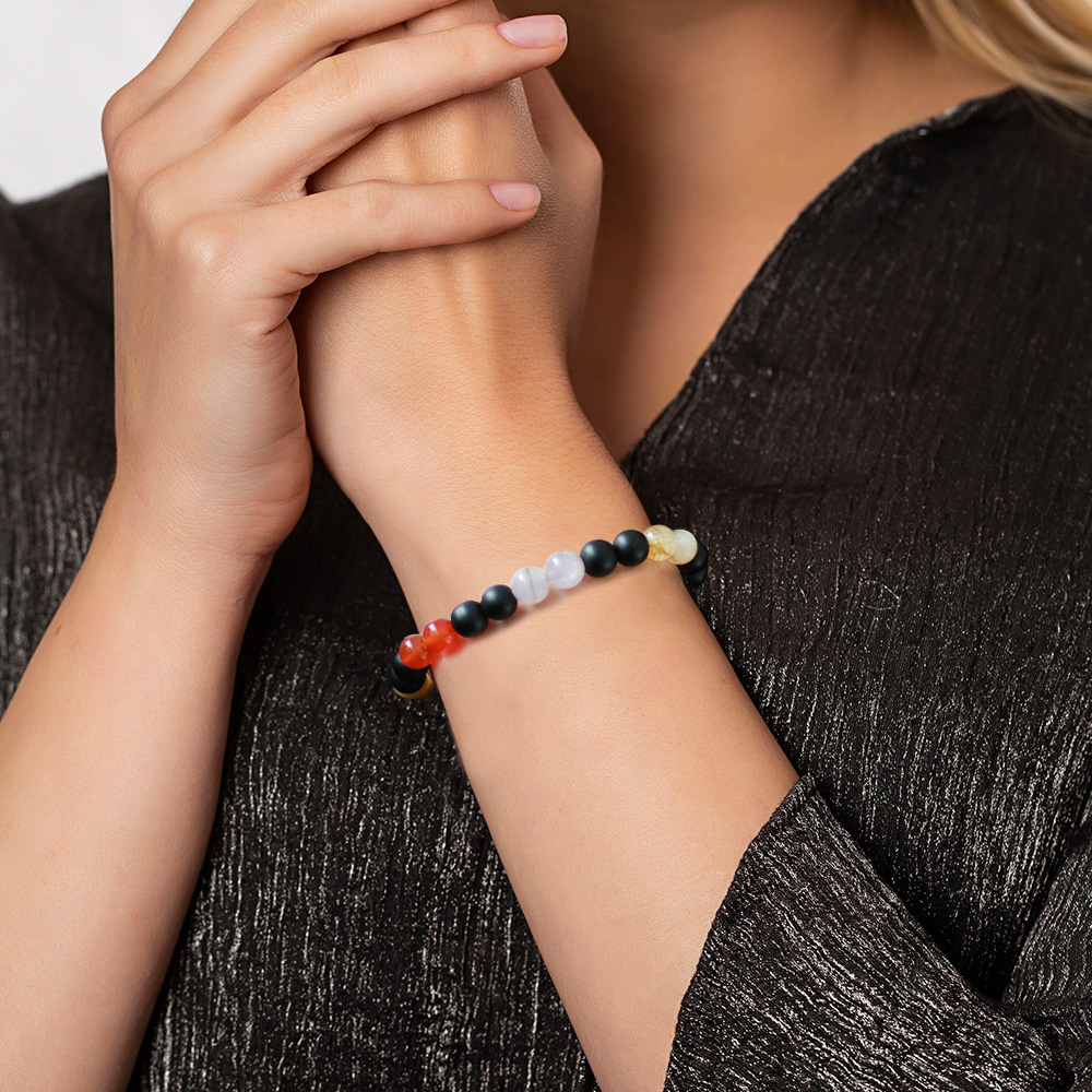 Küre Kesim Çoklu Doğaltaş Kombinli Kadın Başarı Bilekliği - 8