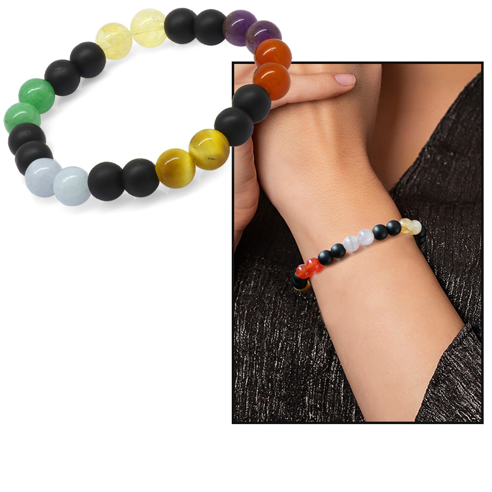 Küre Kesim Çoklu Doğaltaş Kombinli Kadın Başarı Bilekliği - 7