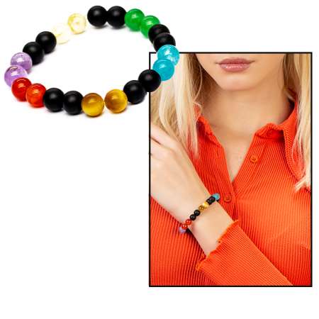 Küre Kesim Çoklu Doğaltaş Kombinli Kadın Başarı Bilekliği - Tesbihane