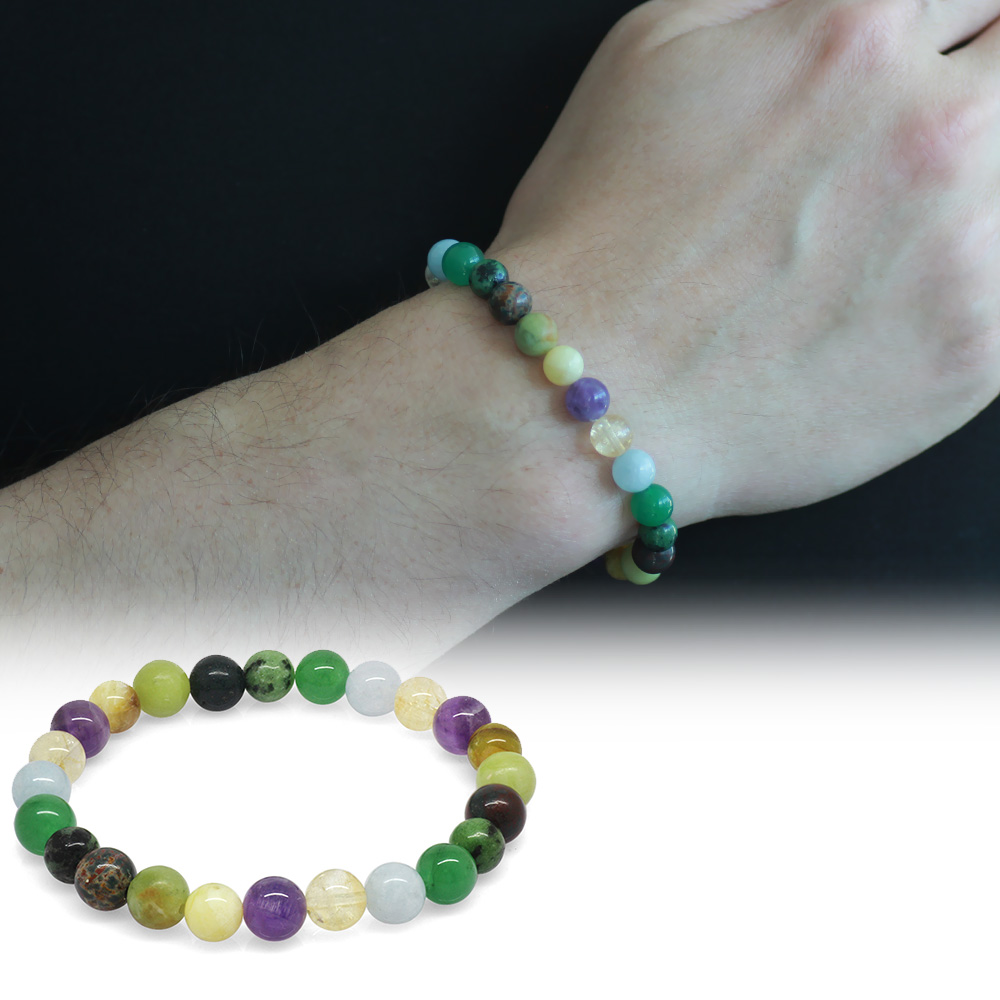 Küre Kesim Çoklu Doğaltaş Kombinli Erkek Şifa Bilekliği - 2