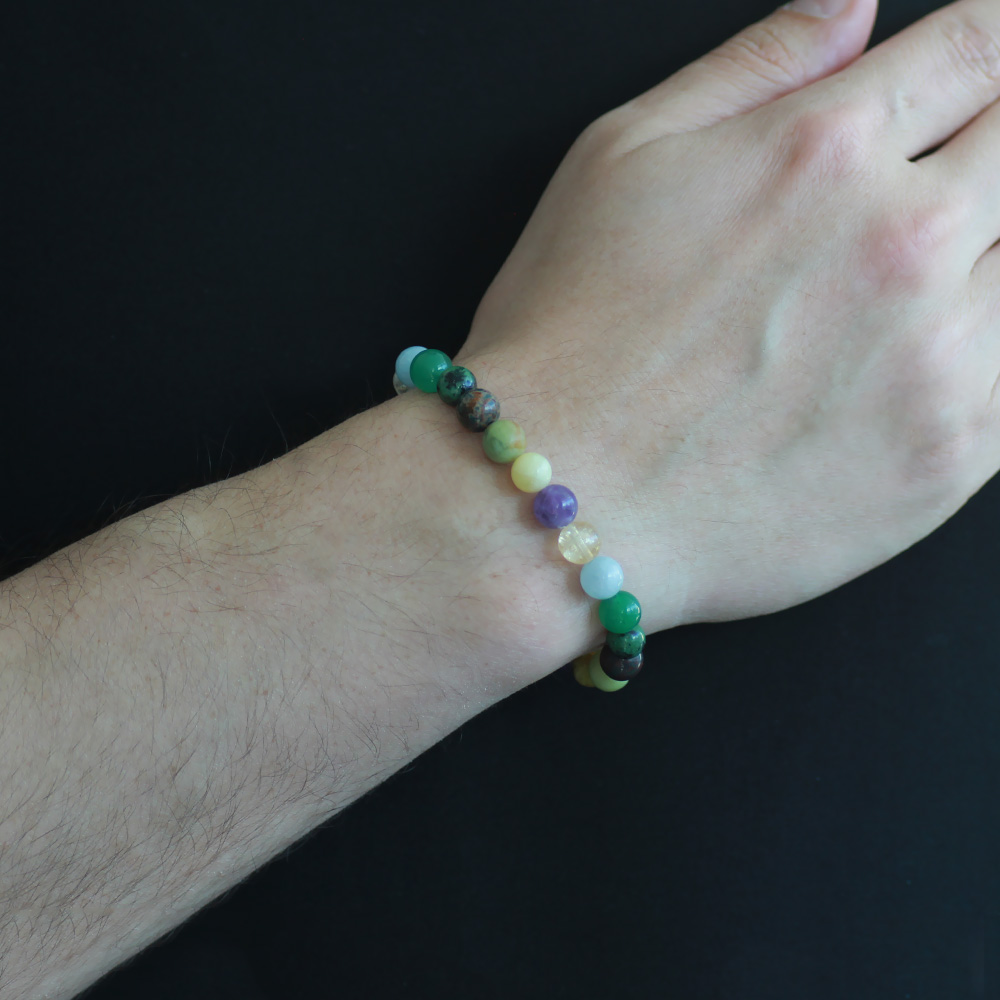 Küre Kesim Çoklu Doğaltaş Kombinli Erkek Şifa Bilekliği - 3