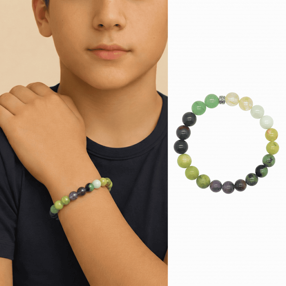 Küre Kesim Çoklu Doğaltaş Kombinli Genç Şifa Bilekliği - 1