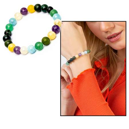 Küre Kesim Çoklu Doğaltaş Kombinli Kadın Şifa Bilekliği - Tesbihane