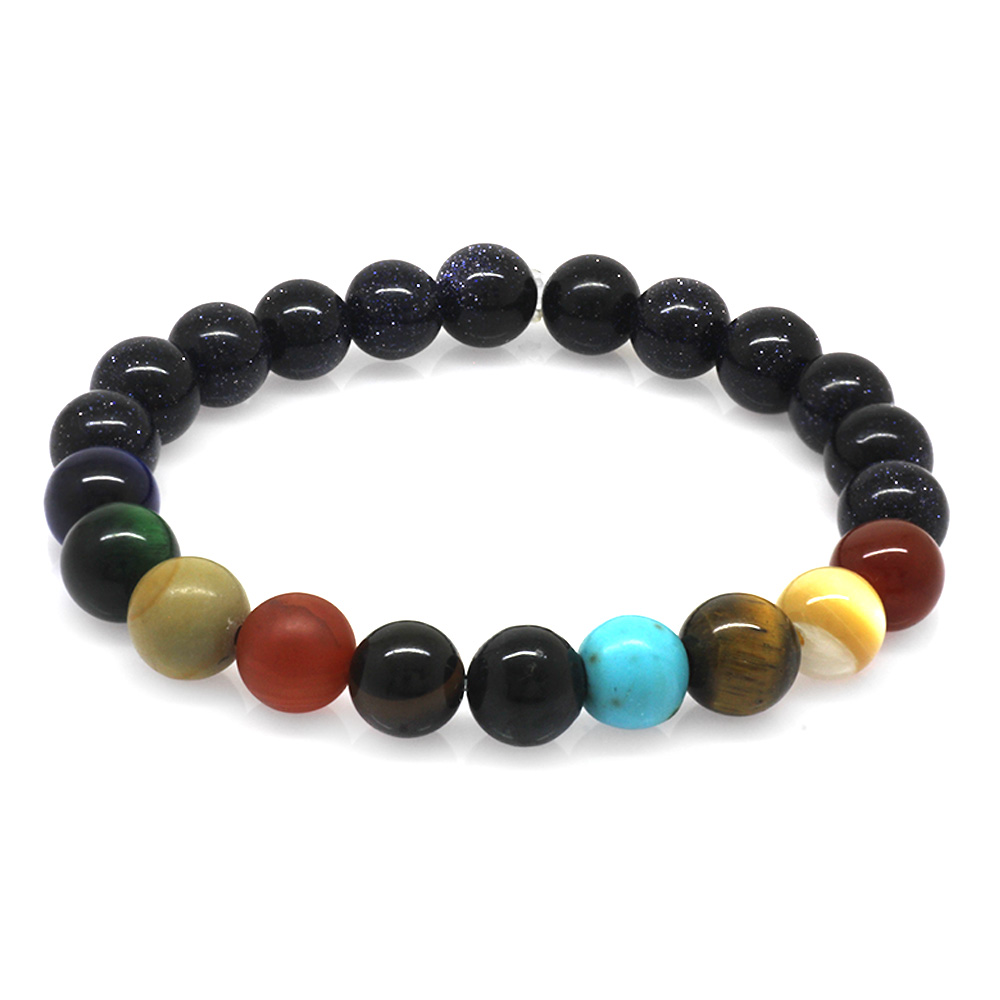 Küre Kesim Çoklu Doğaltaş Yıldız Gezegen Kombinli Kadın Şans Bilekliği - 4