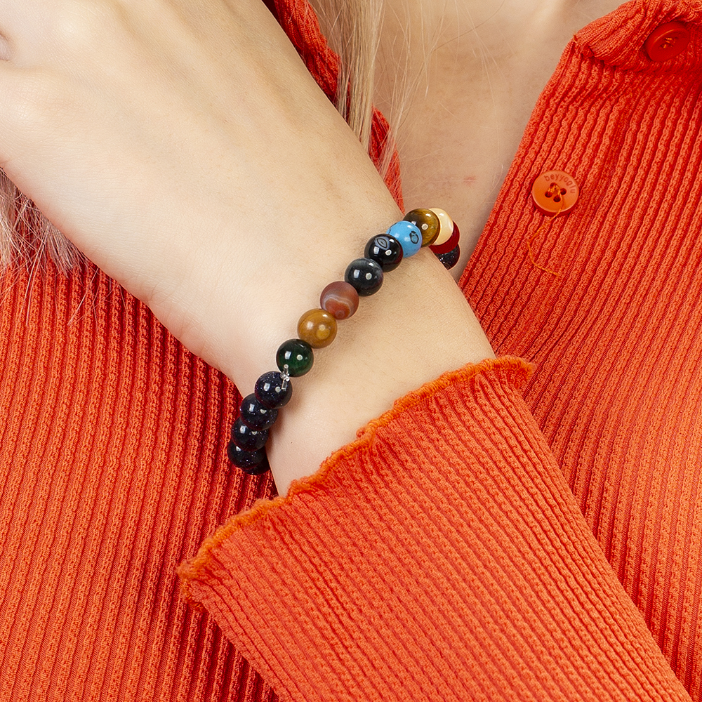 Küre Kesim Çoklu Doğaltaş Yıldız Gezegen Kombinli Kadın Şans Bilekliği - 3