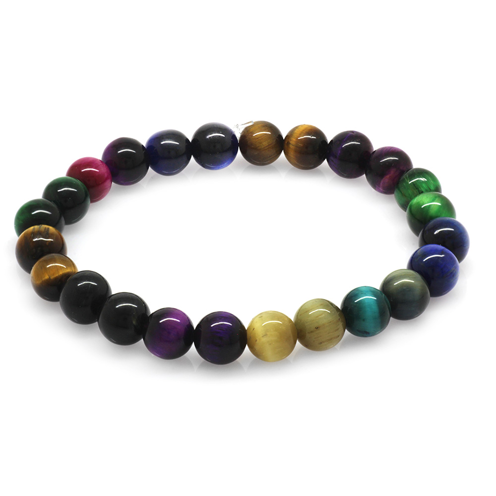 Küre Kesim Çoklu Kaplan Gözü Doğaltaş Kombinli Erkek Enerji Bilekliği - 4