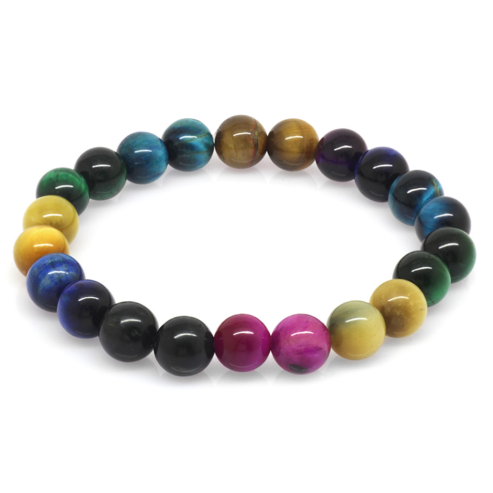 Küre Kesim Çoklu Kaplan Gözü Doğaltaş Kombinli Kadın Enerji Bilekliği - 4