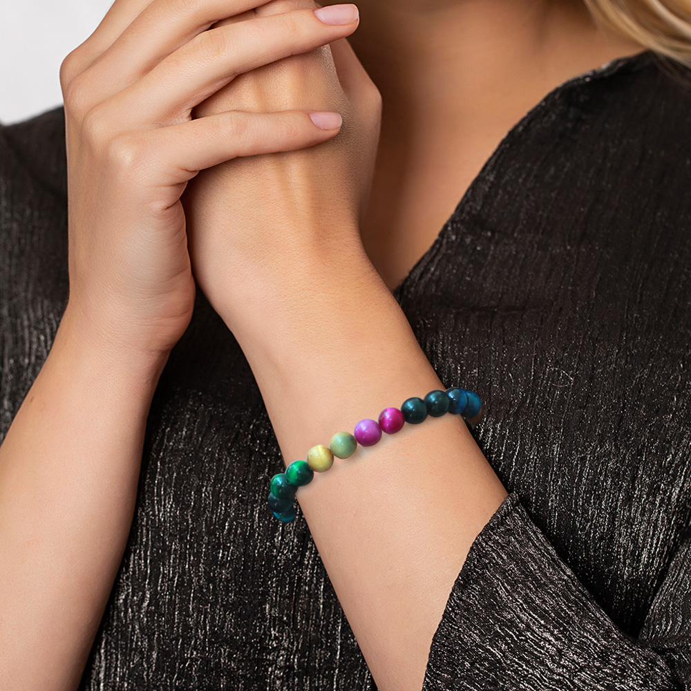 Küre Kesim Çoklu Kaplan Gözü Doğaltaş Kombinli Kadın Enerji Bilekliği - 9