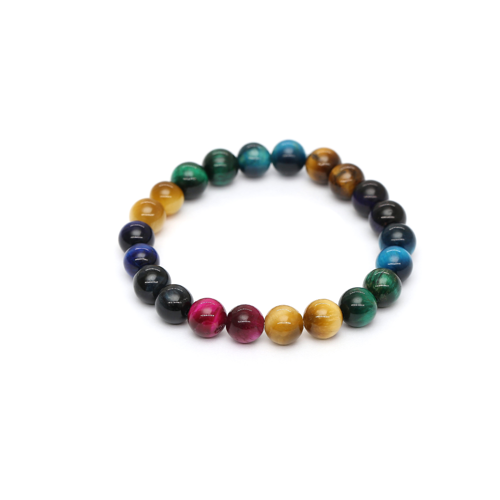 Küre Kesim Çoklu Kaplan Gözü Doğaltaş Kombinli Kadın Enerji Bilekliği - 7