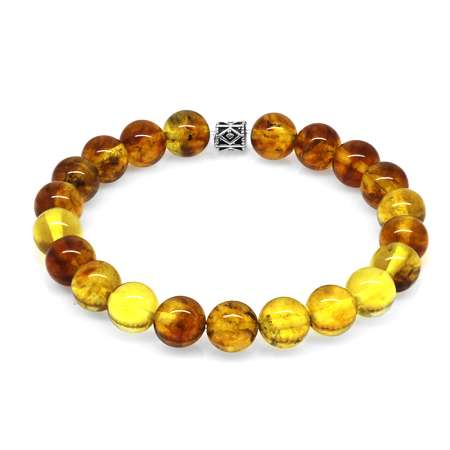Küre Kesim Fosilli Doğal Sarı Damla Kehribar Kadın Bileklik - Tesbihane