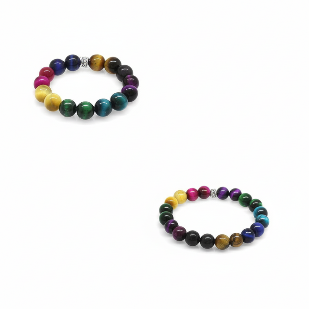 Küre Kesim Kaplan Gözü Doğaltaş Kombinli Çocuk Genç Enerji Bilekliği 2 li Set - 3