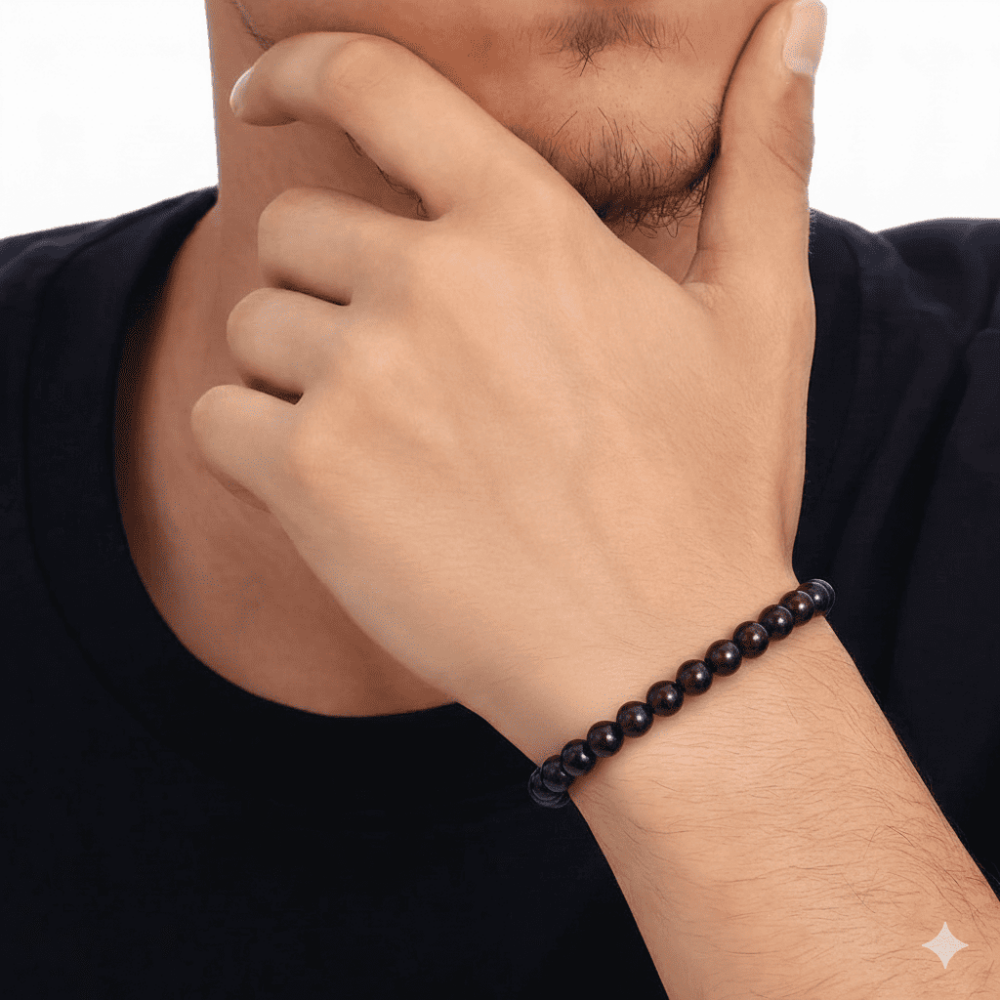 Küre Kesim Kırmızı Doğal Damla Kehribar Erkek Bileklik - 2