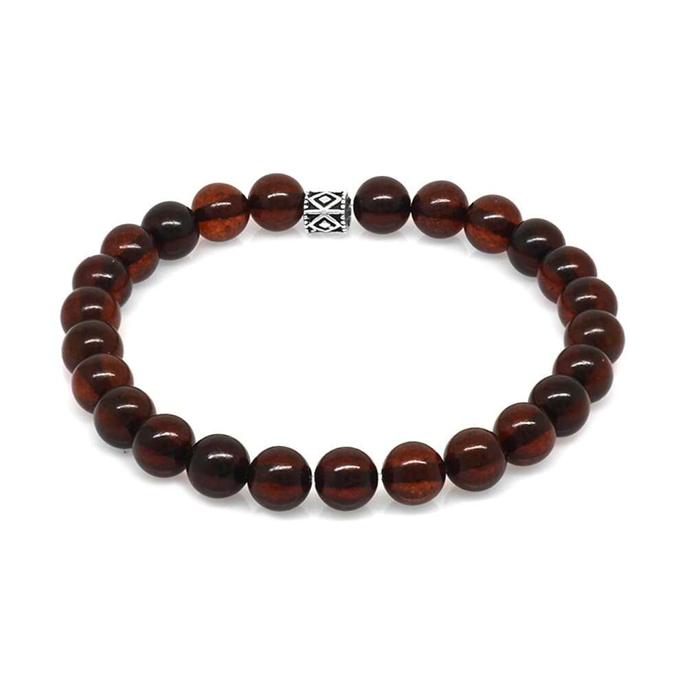 Küre Kesim Kırmızı Doğal Damla Kehribar Kadın Bileklik - 3