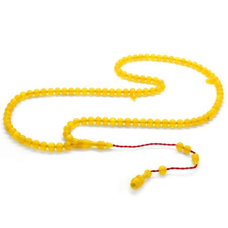 Küre Kesim Limon Sarı Sıkma Kehribar 99 Taneli Namaz Tesbihi - Tesbihane