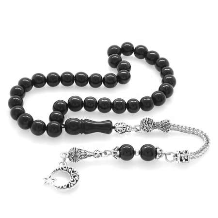 Kararmaz Metal Püsküllü Küre Kesim Rus Oltu Tesbih - Tesbihane