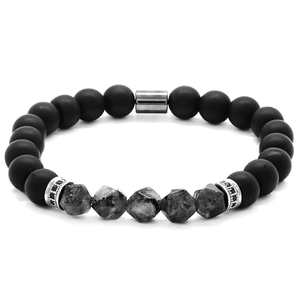 Küre Kesim Oniks-Fasetalı Labradorit Doğaltaş Bileklik - 3