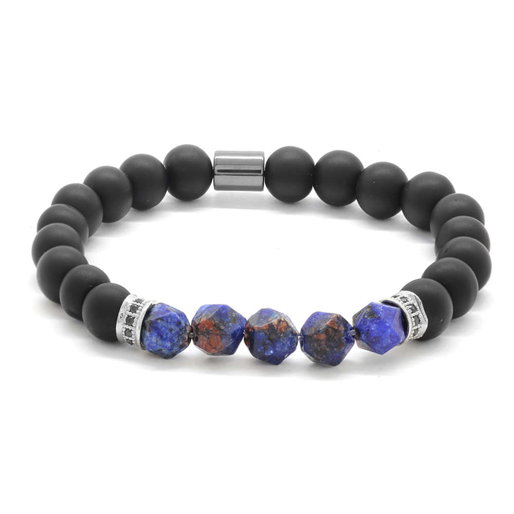 Küre Kesim Oniks-Fasetalı Lapis Doğaltaş Bileklik - 3