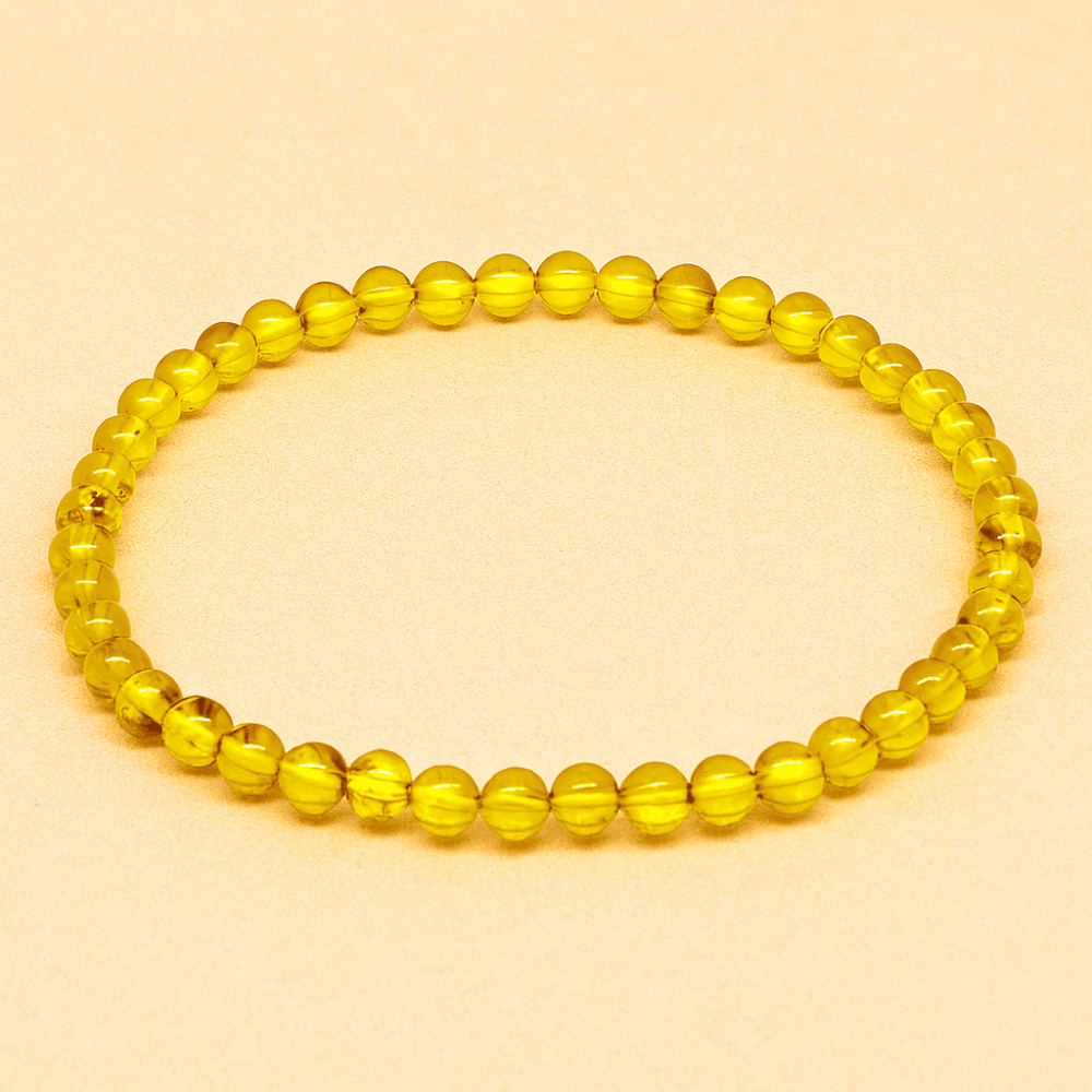 Küre Kesim Sarı Doğal Damla Kehribar Kadın Bileklik - 3