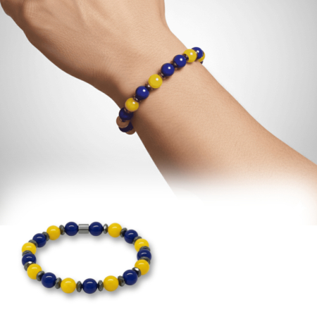 Küre Kesim Sarı Lacivert Jade Hematit Doğaltaş Erkek Taraftar Bileklik - M2 - Tesbihane