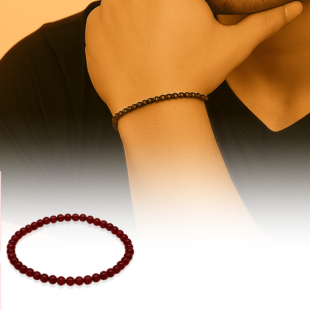 Küre Kesim Soft Kırmızı Doğal Damla Kehribar Erkek Bileklik - 5