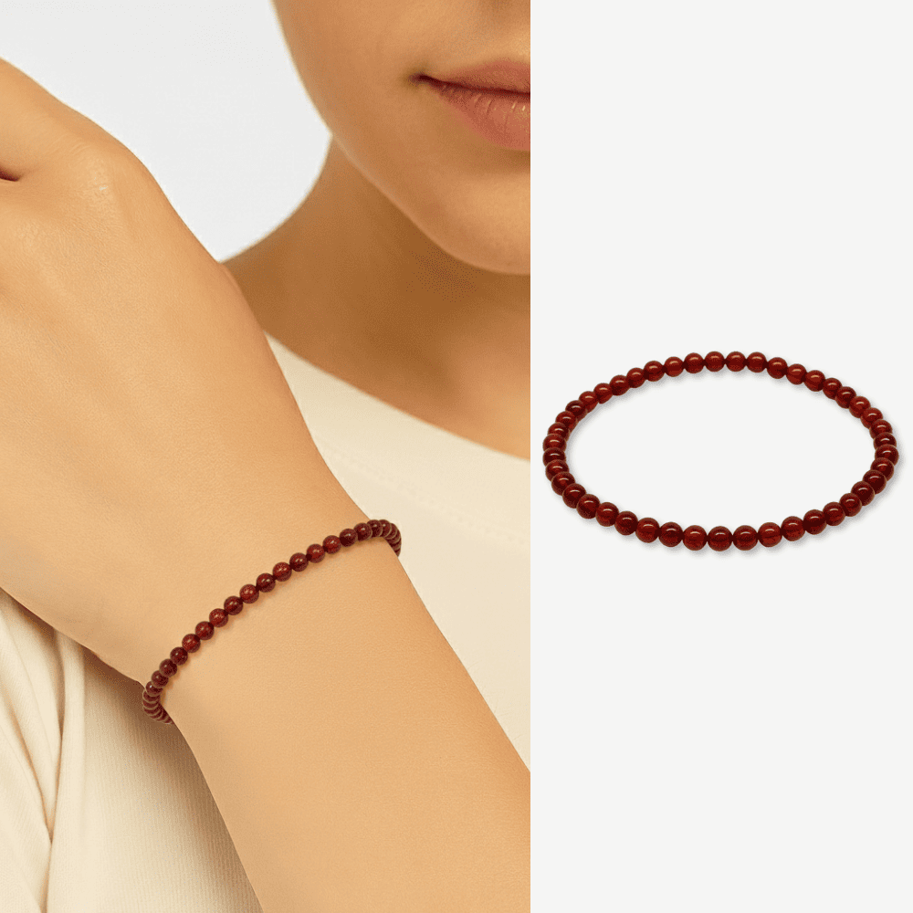 Küre Kesim Soft Kırmızı Doğal Damla Kehribar Kadın Bileklik - 1