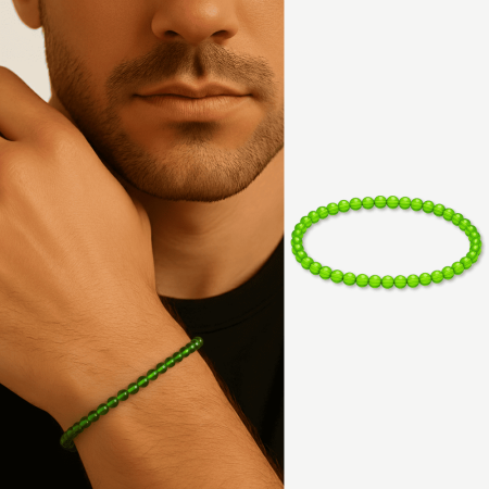 Küre Kesim Yeşil Doğal Damla Kehribar Erkek Bileklik - Tesbihane