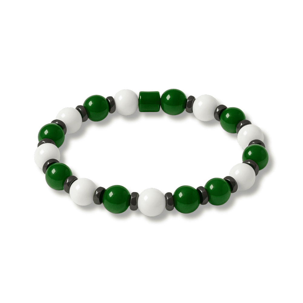 Küre Kesim Yeşil Beyaz Jade Doğaltaş Kadın Taraftar Bileklik M2 - 4