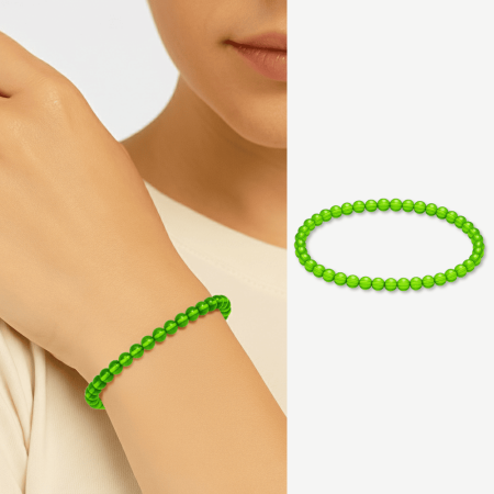 Küre Kesim Yeşil Doğal Damla Kehribar Kadın Bileklik - Tesbihane