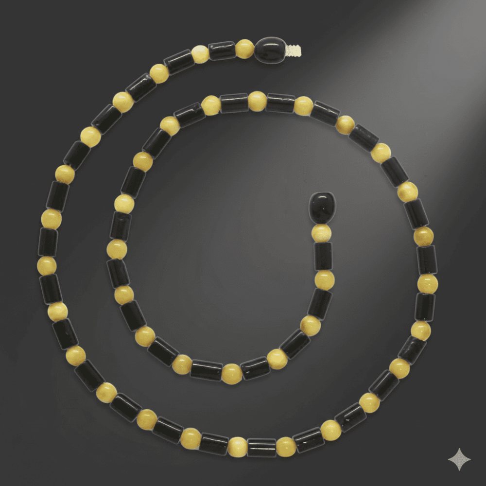 Küre Silindir Kesim Koyu Kırmızı Sarı Renkli Doğal Damla Kehribar Erkek Kolye - 3