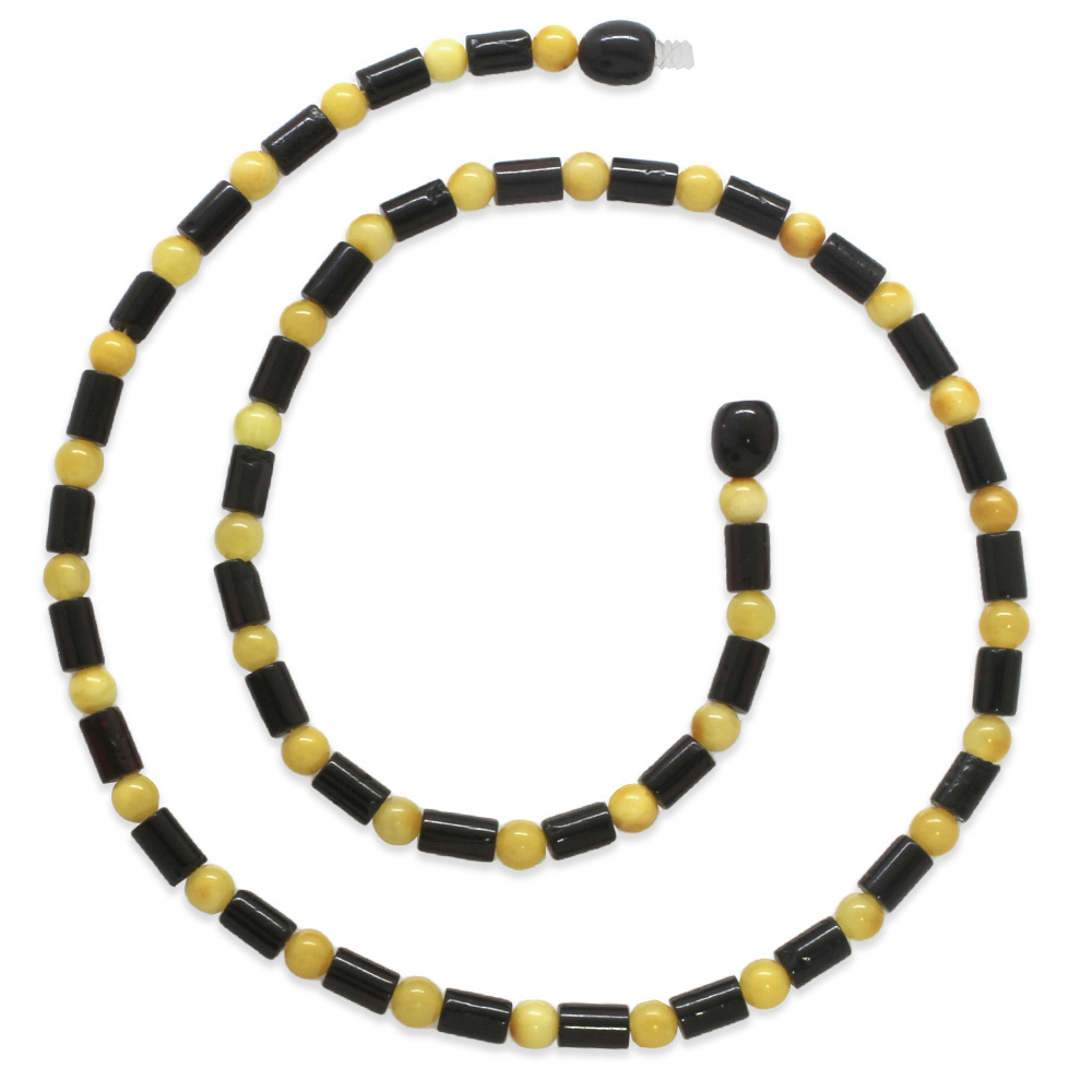 Küre Silindir Kesim Koyu Kırmızı Sarı Renkli Doğal Damla Kehribar Erkek Kolye - 4