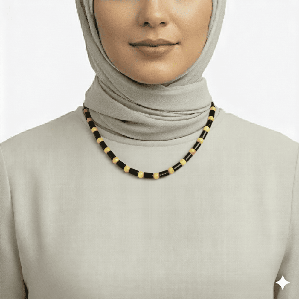 Küre Silindir Kesim Koyu Kırmızı Sarı Renkli Doğal Damla Kehribar Kadın Kolye - 2