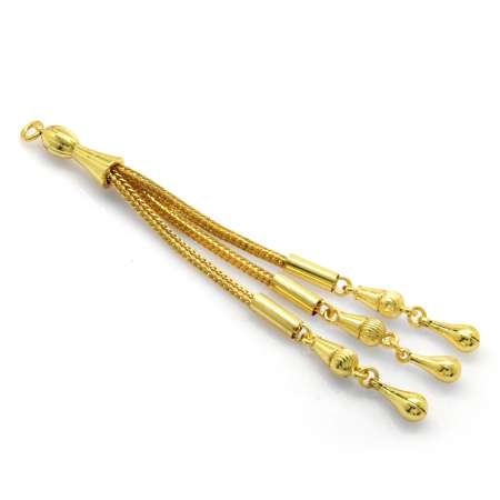 Kurşun Detaylı Altın Renk 3 lü Kararmaz Metal Püskül - Tesbihane