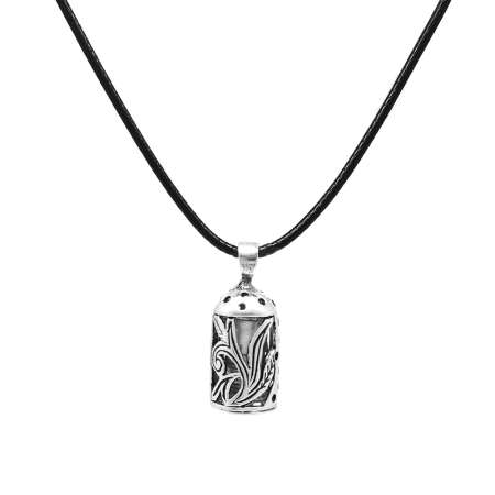 Lale Detaylı Zarif İp Zincirli 925 Ayar Gümüş Kadın Cevşen Kolye - Tesbihane