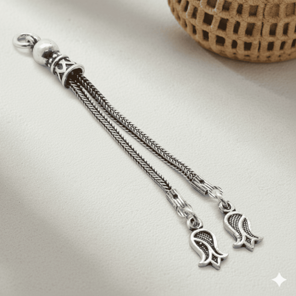 Lale Tasarım 2 li Kamçı 925 Ayar Gümüş Püskül - 1