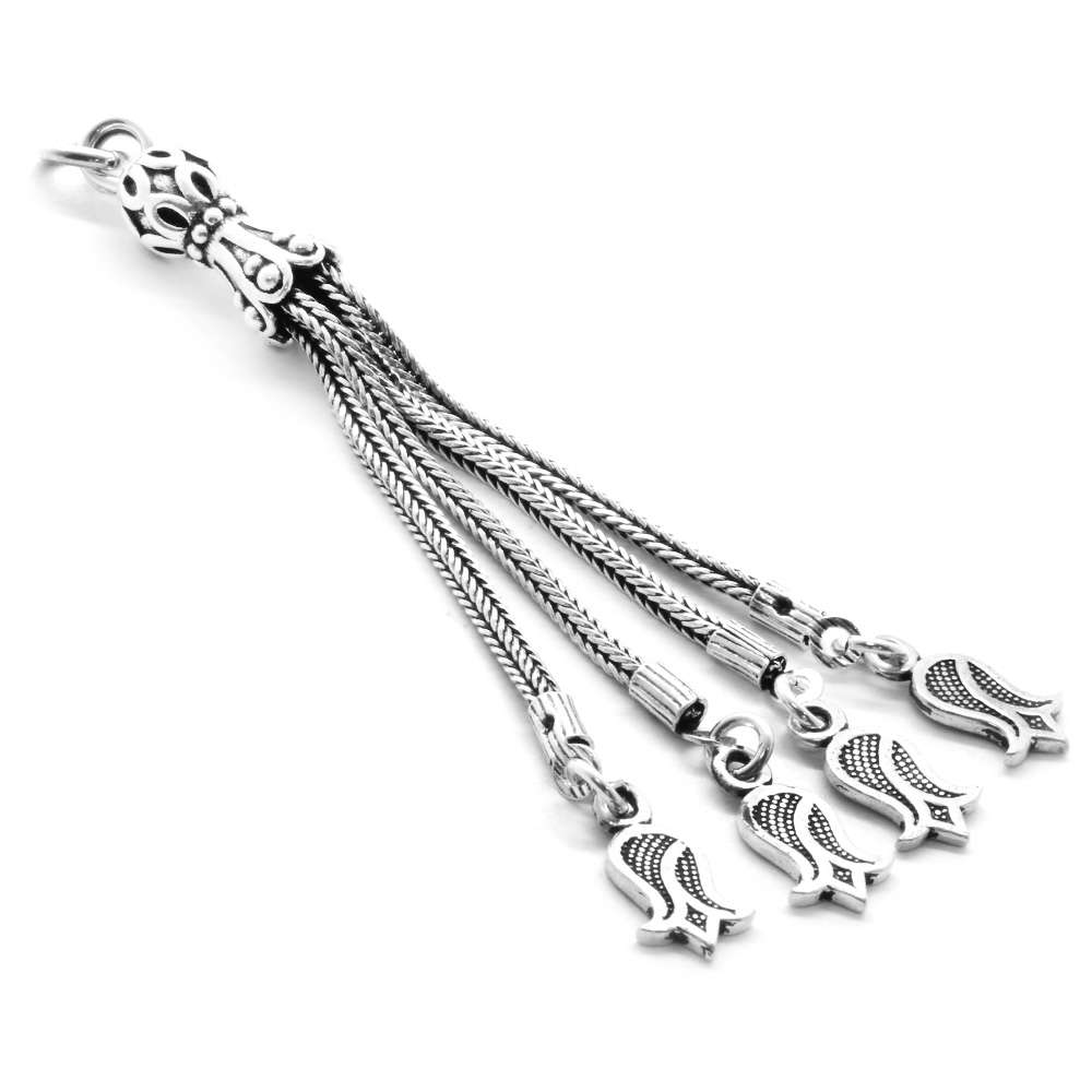 Lale Tasarım 4 Kamçılı 925 Ayar Gümüş Püskül - 2