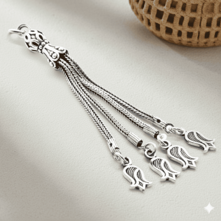 Lale Tasarım 4 lü Kamçı 925 Ayar Gümüş Püskül - Tesbihane