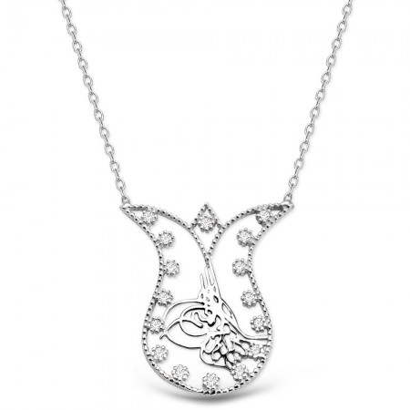 Lale ve Tuğra Tasarım 925 Ayar Gümüş Kolye - Tesbihane