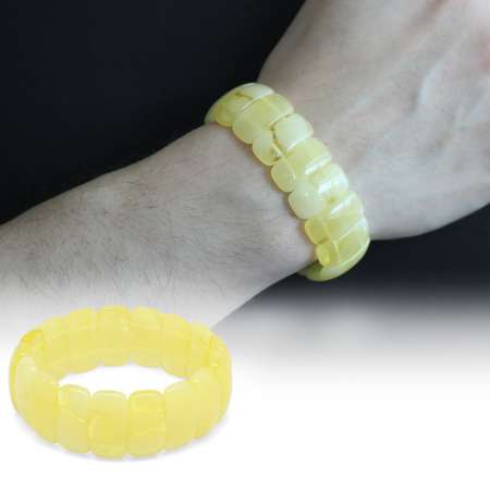 Limon Sarısı-Beyaz Hareli Beyrut Kehribar Erkek Rolex Bileklik - STOKYOK