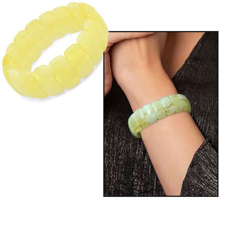 Limon Sarısı-Beyaz Hareli Beyrut Kehribar Kadın Rolex Bileklik - STOKYOK