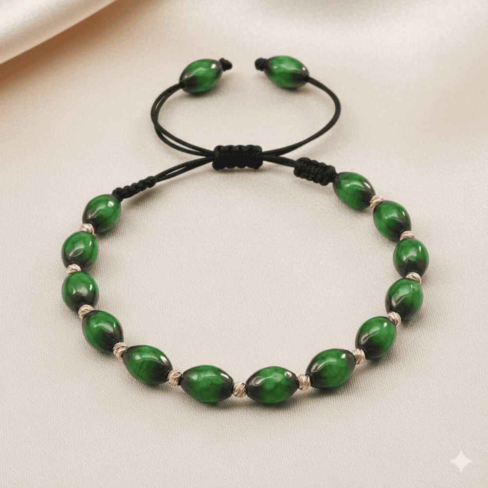 Makrome Örgülü Arpa Kesim Dorika Top Süslemeli His Taşı Doğaltaş Kadın Bileklik - 3