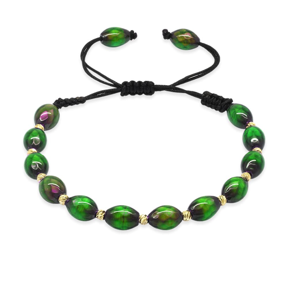 Makrome Örgülü Arpa Kesim Dorika Top Süslemeli His Taşı Doğaltaş Kadın Bileklik - 4