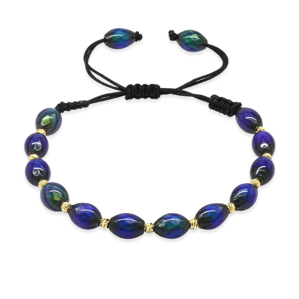 Makrome Örgülü Arpa Kesim Dorika Top Süslemeli His Taşı Doğaltaş Kadın Bileklik - 5