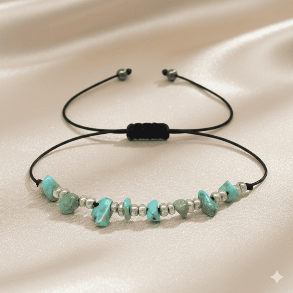 Makrome Örgülü Basic Model Firuze Doğaltaş Kadın Bileklik - 3