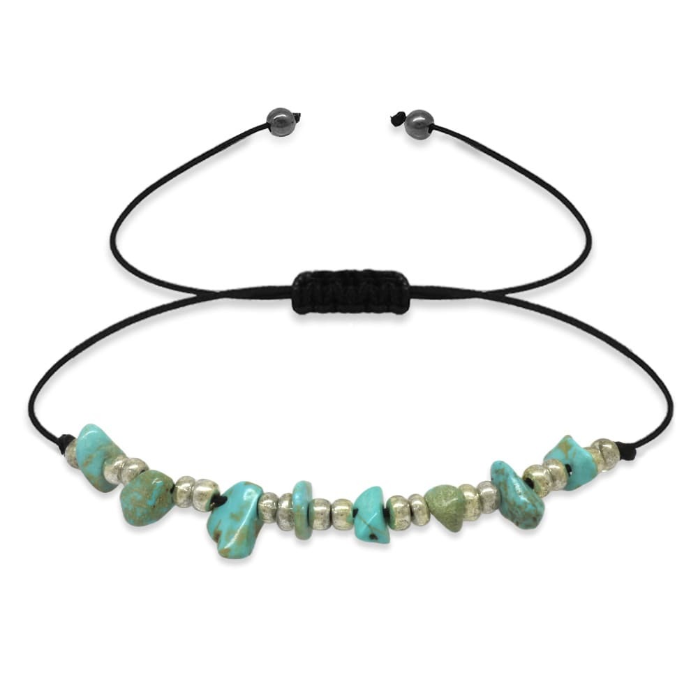 Makrome Örgülü Basic Model Firuze Doğaltaş Kadın Bileklik - 4